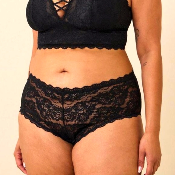 ❤️NWT VINTAGE TORRID PANTY - BLACK LACE TANGA HIGH CUT LEG - HIGH RISE PANTIES - Picture 6 of 10